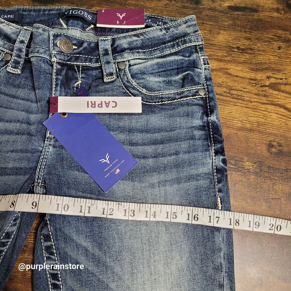 Vigoss Jeans 2 Heritage Fit Capri Mid Rise Thick Stitch Legacy Stretch Denim - Picture 8 of 13